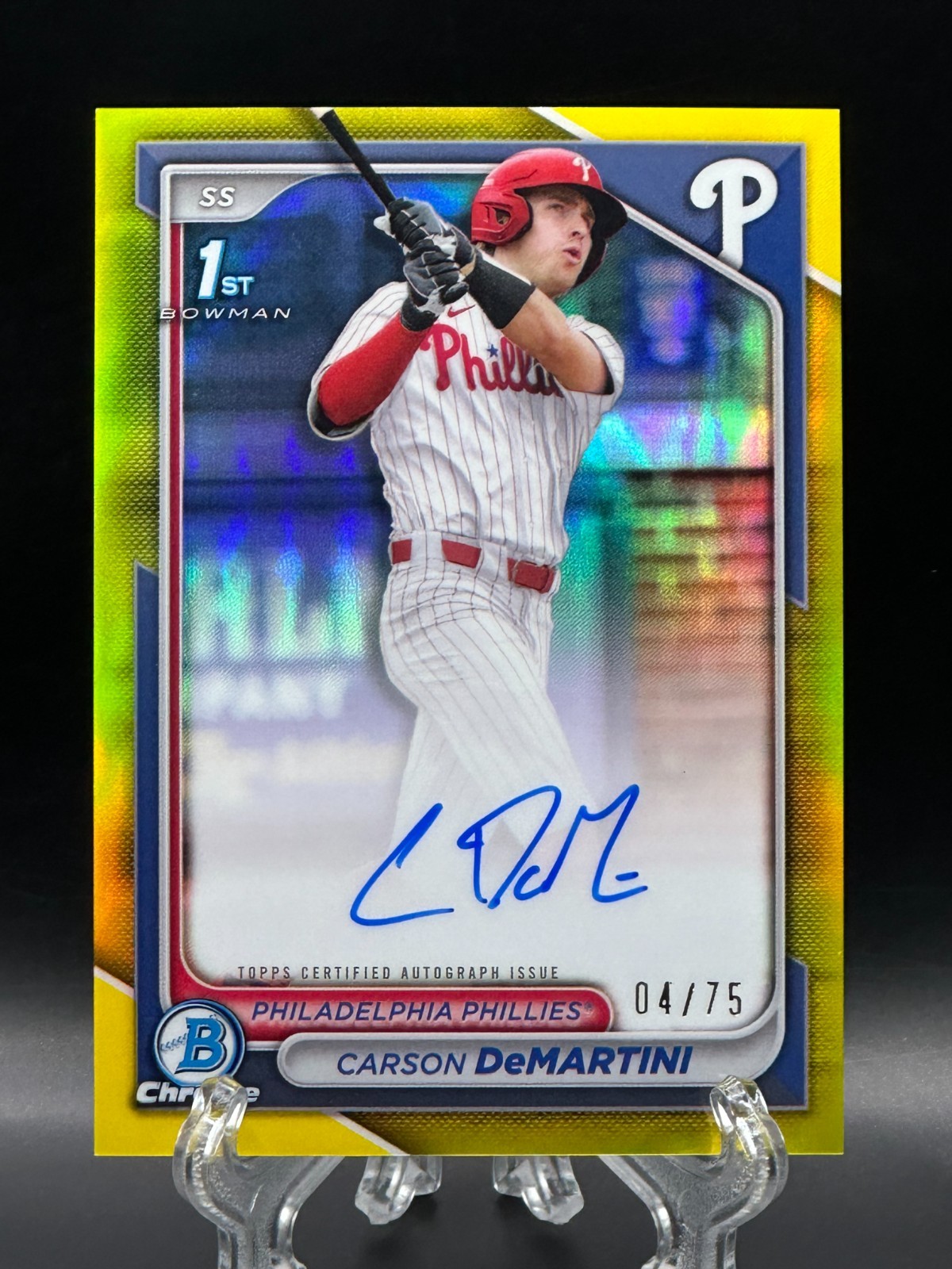 Carson DeMartini 2024 Bowman Chrome 1st Auto Yellow Refractor /75 #CPA-CD