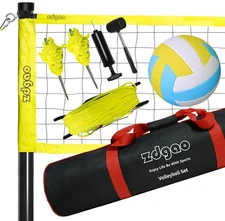 Outdoor Portable Volleyball Net System - Adjustable Height Poles with Soft Vo...