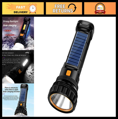1000 Lumens Solar Rechargeable LED Flashlight, Multi-Function Emergency Light, H