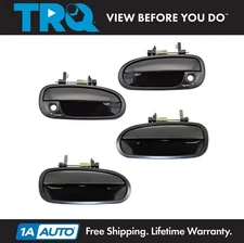 TRQ Door Handle Front & Rear Outside Outer Black Kit of 4 for 96-00 Honda Civic