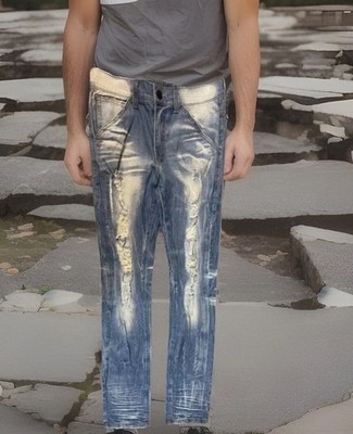 GOLDEN DENIM DENIM DISTRESSED DESTROYED ACID WASH JEAN USA MADE SIZE 32x31 EUC