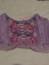 Victoria's Secret Purple Dream Anges Floral Embroidery Strapless Corset Top Smal