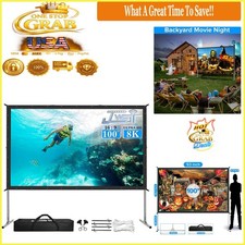 100 Inch Portable Projector Screen Indoor Outdoor 4K HD with Stand