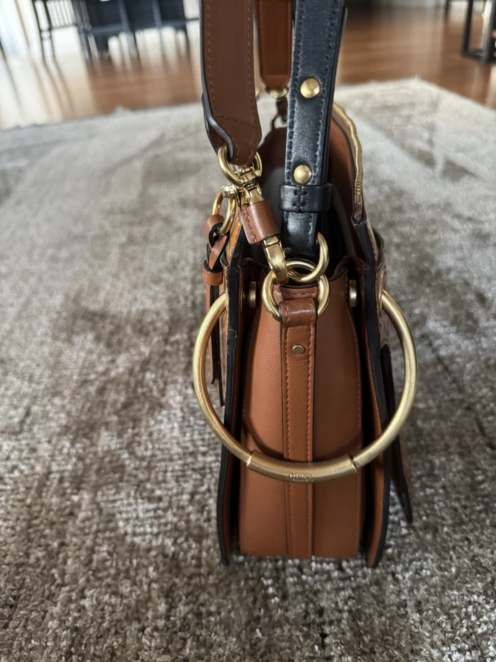 Bolso Bandolera CHLOE Roy Marrón Caramelo Charol Mediano Hombro Ecuestre Foto 4 de 4