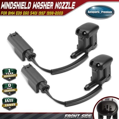 #ad 2Pcs Front Windshield Washer Nozzle Jet w Heated for BMW E39 E60 540i 1997 2003 $25.99