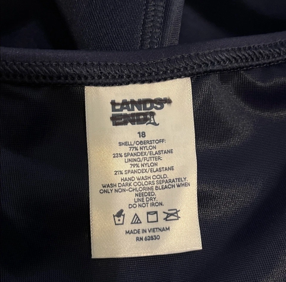 Nuevo con etiquetas Camiseta de natación Tankini Lands’ End talla 18 púrpura cuello alto para mujer Foto 4 de 4