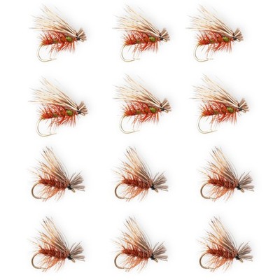 1 dozen (12) - Elk Hair Caddis Olive Body Dry Fly Trout Fishing Flies Size 12-18