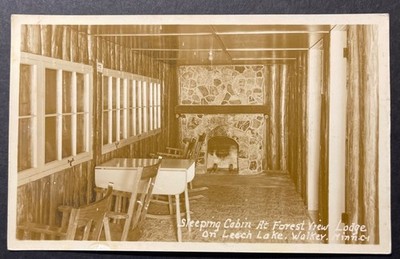 Sleeping Cabin at Forest View Lodge on Leech Lake Walker Minnesota RPPC DOPS