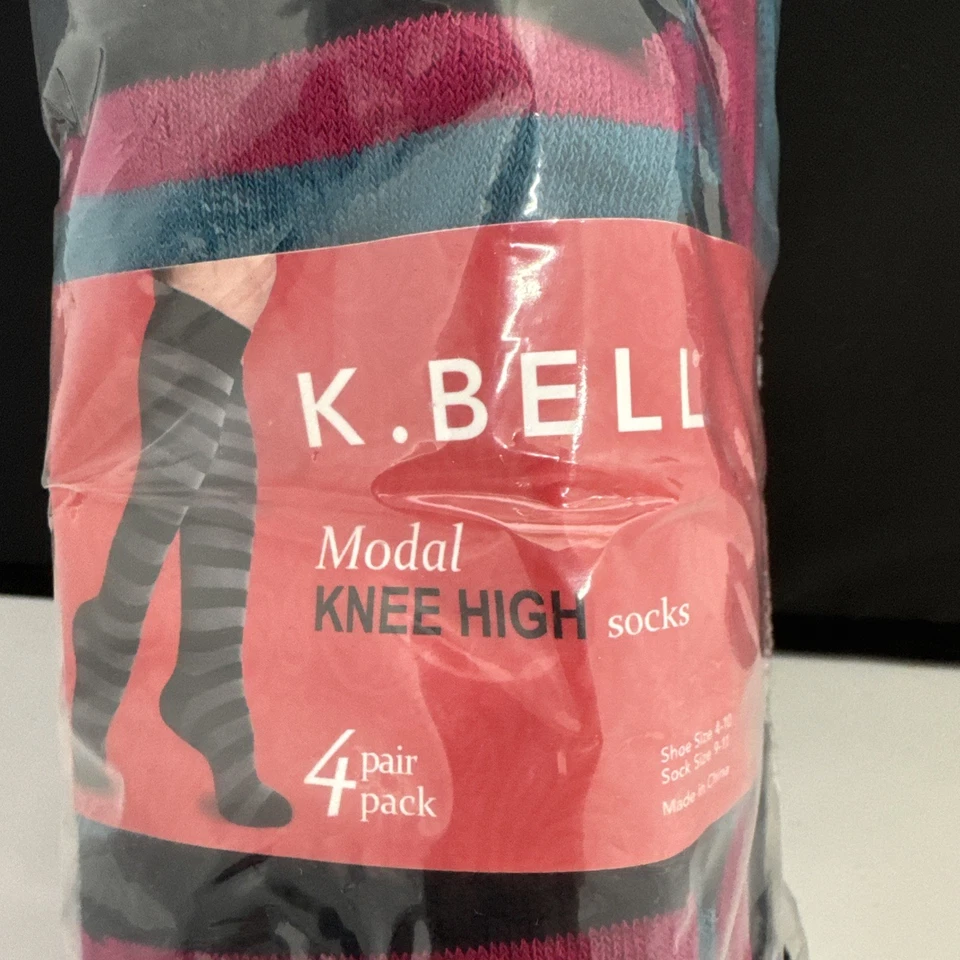 Calcetines para mujer K BELL modales hasta la rodilla - 4 pares - colores y rayas - nuevos Foto 2 de 4