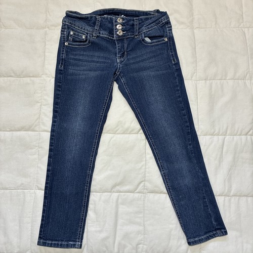 Seven 7 for All Mankind Girls Size 12 Blue Jeans Straight Leg Sparkle Bling