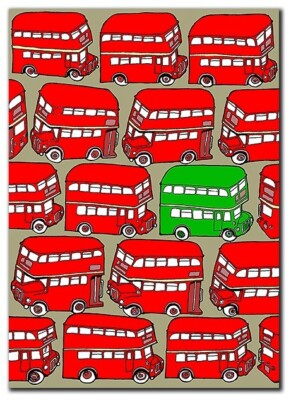 Odd Ones - Green Double Decker Gallery-Wrapped Canvas Giclee (35 in x 25 in)