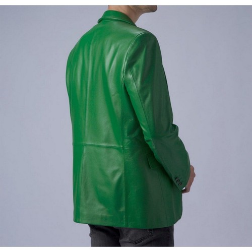 Auténtico Diseñador NUEVO Blazer Abrigo Blazer Para Hombre Cuero Verde Pura Suave Piel de Cordero - Imagen 5 de 10