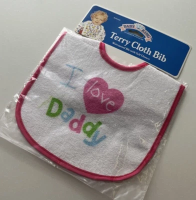 BABY KING Baby Lätzchen Mädchen I LOVE Daddy DAD Latz wasserdichte Rückseite weiß rosa