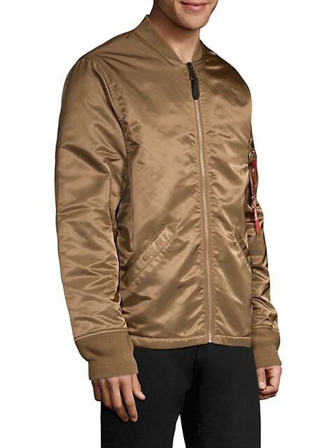 Alpha Industries Men's Coyote Brown MA-1 Faux Sherpa-Lined Flight