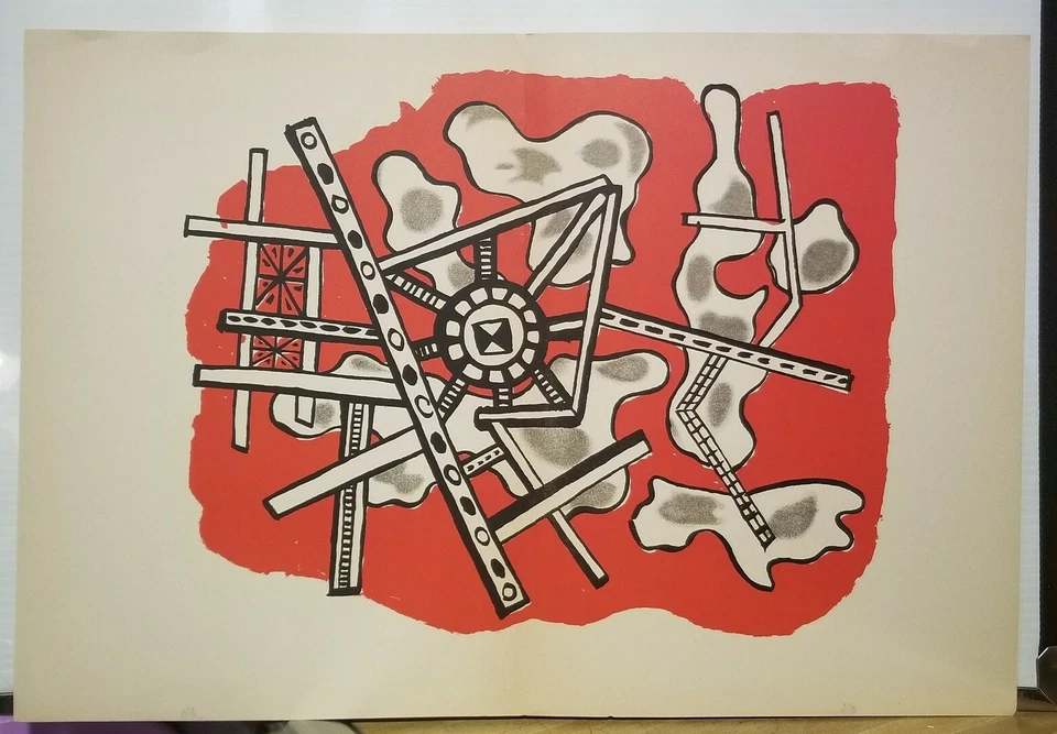 Fernand Leger 1949 edição limitada litografia original composição abstrata - Imagem 2 de 3