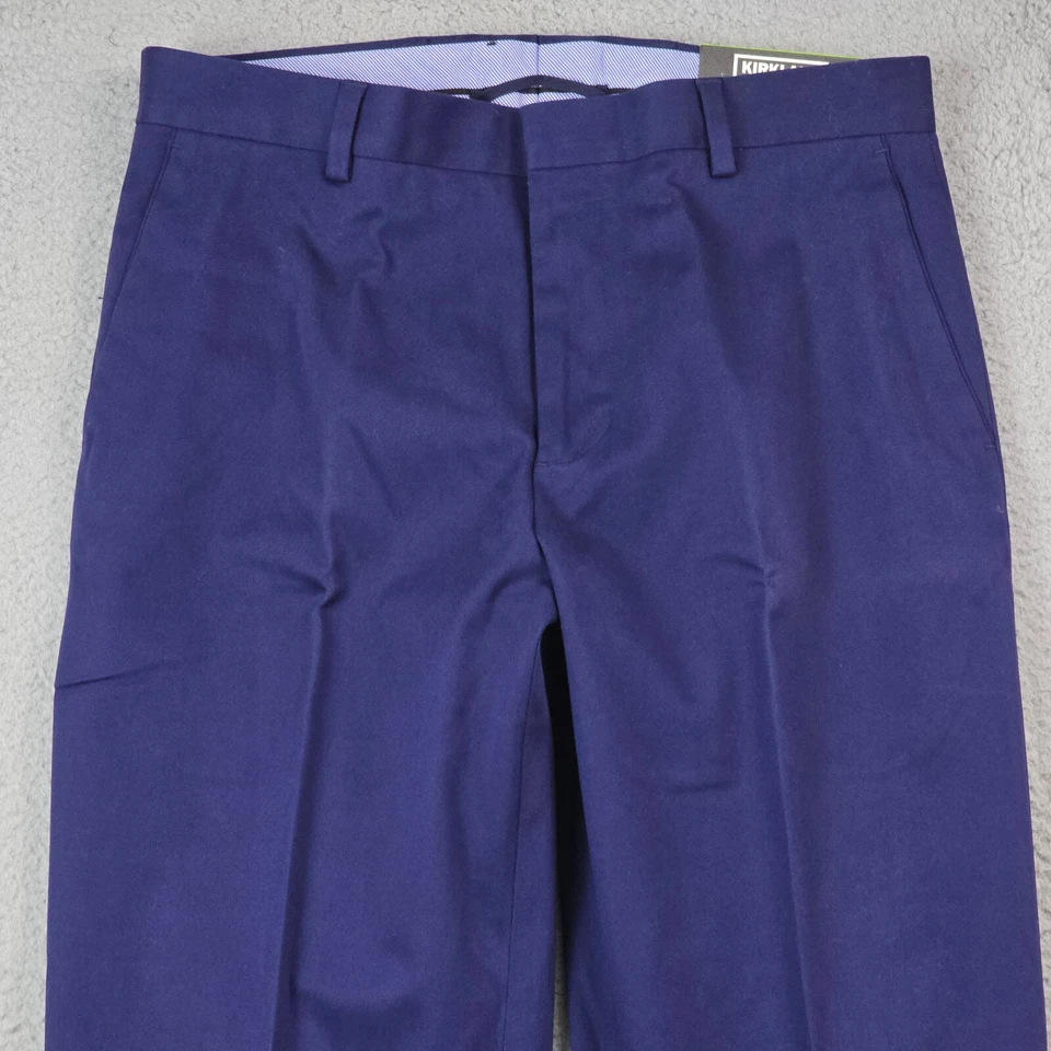 Kirkland Signature Comfort Pant Mens 33x30 Blue Stretch Tapered Flat Classic NWT - Image 3 of 4