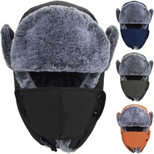 Winter Warm Hunting Hats with Faux Fur Linning Windproof Mask for Cold Weather