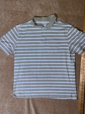 Saddlebred Mens Polo Shirt Large Tan Comfort flex striped AA5 