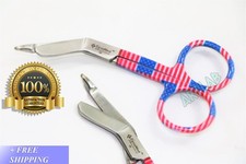 GERMAN LISTER BANDAGE SCISSORS 3.5" AMERICAN FLAG DESIGN EMT SCISSORS SHEARS