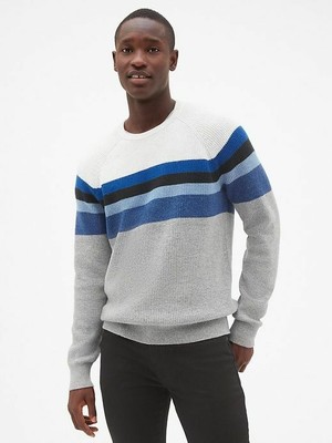 Gap Men Pullover Crazy Blue Stripe Colorblock Sweater Size Medium | eBay