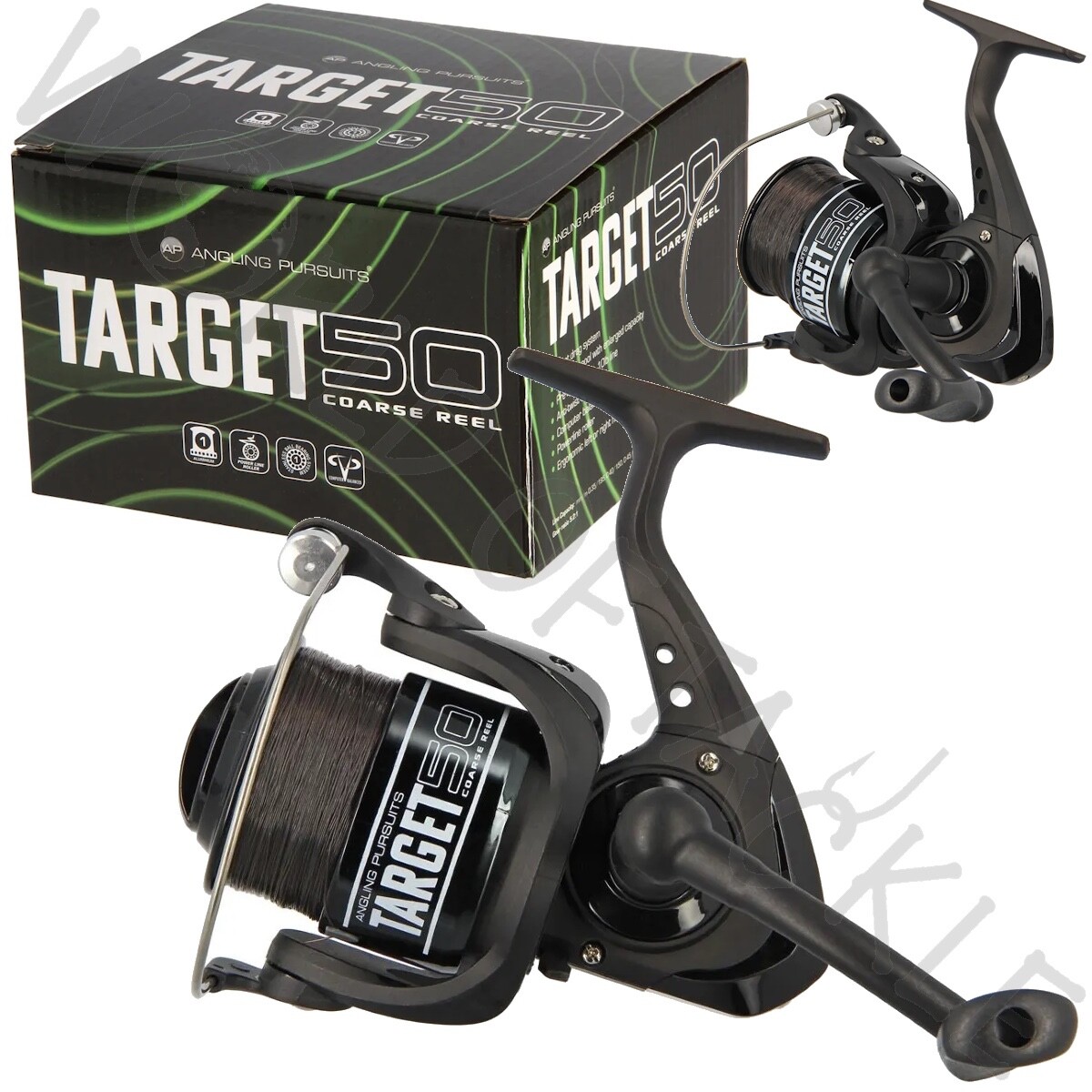 Carp Coarse Fishing Reel Angling Pursuits Target 50 10lb Line Black Front drag