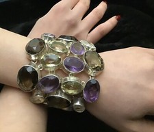 Particolare Bracciale  donna Artigianale Argento  e Vere  Pietre Semipreziose
