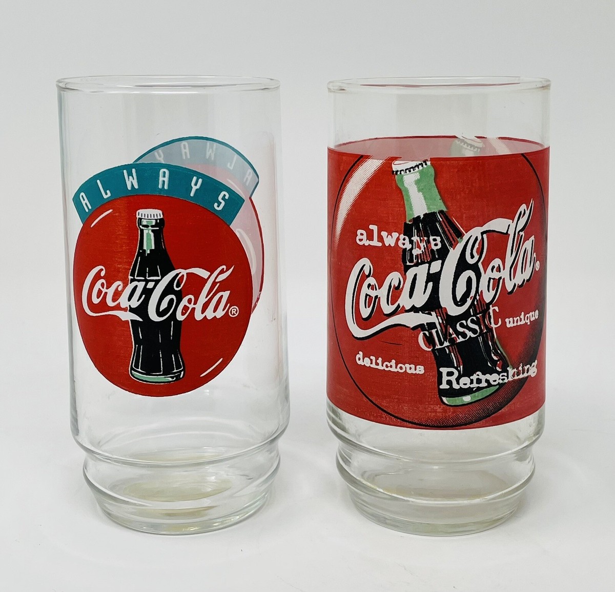 2 Vintage Coca Cola Glasses 90s Always Coca Cola Coke | eBay