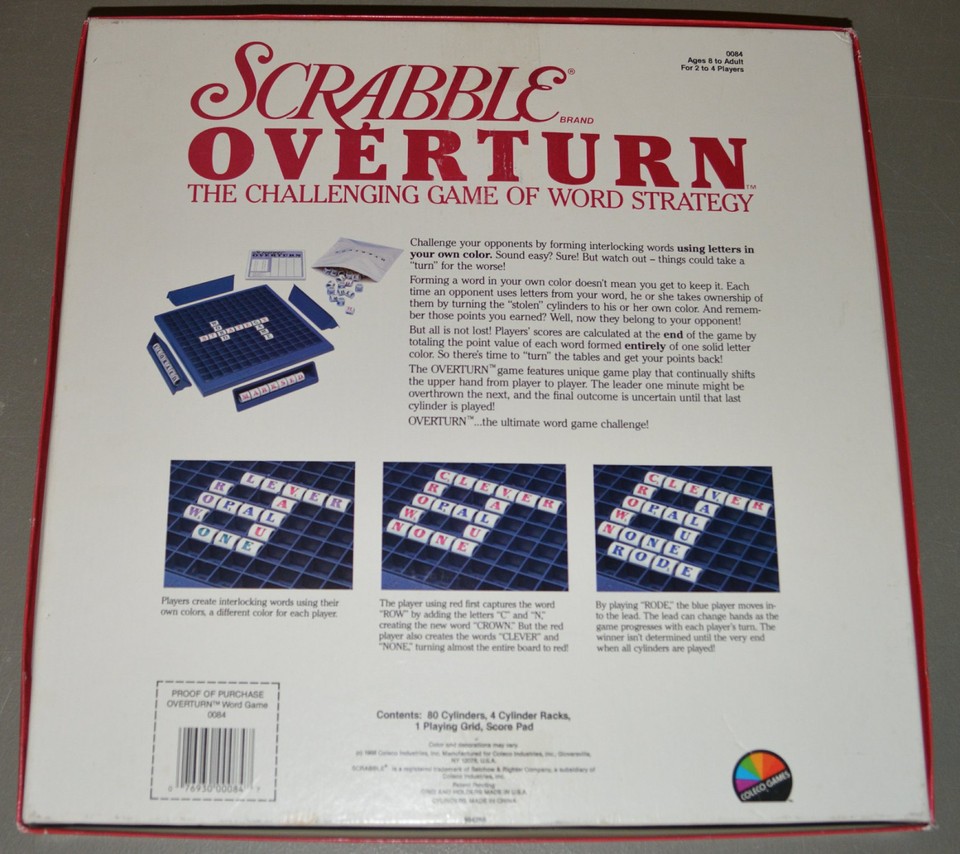 SCRABBLE OVERTURN crossword game 1988 Coleco Games COMPLETE