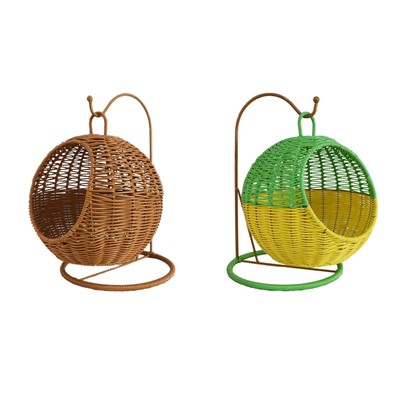 Cesto Rotondo Nel Rattan Con Coperchio, Portaoggetti Per Pane Frutta Snack Ripiano Da Tavolo 87934733