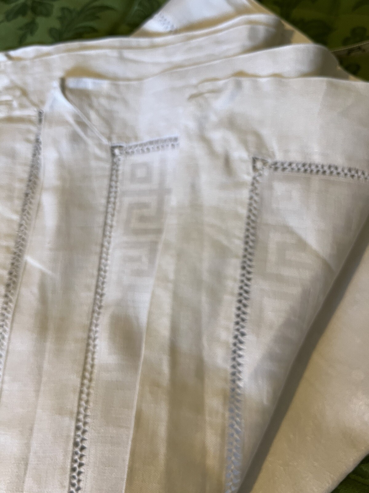 Antique Fine Irish Linen Tablecloth Stunning Damask Patterns