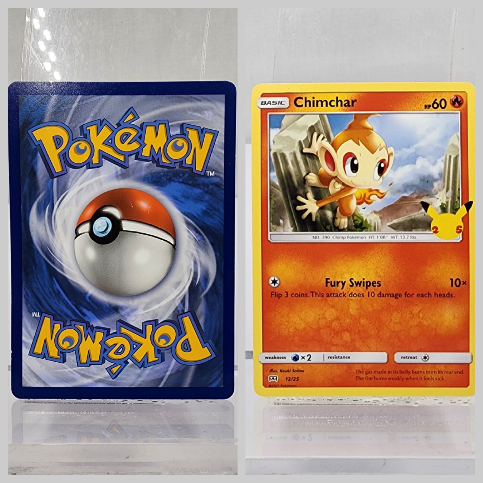 2021 Pokémon Card • Basic CHIMCHAR • No. 390 Chimp Pokémon • HP60 • 12/25
