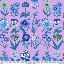 KAFFE FASSETT FLOWER STUDIES GP205 LILAC FLORAL COTTON FABRIC 1/2 YD
