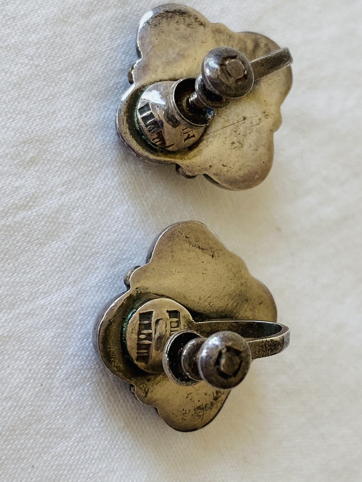 VINTAGE MEXICO STERLING SILVER BALL SCREW BACK EARRIN… Gem