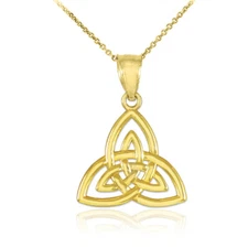 Gold Celtic Knot Charm Triquetra Pendant Necklace(Yellow/Rose/White)