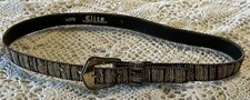VTG Elite Fresno California Belt Gold Beaded Striped Tapestry Medium Women's