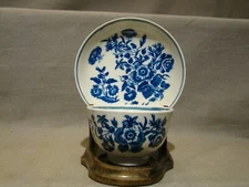 18th Century Worcester First Dr Wall Period 3 Flowers Tea Bowl, Saucer 1755-1790