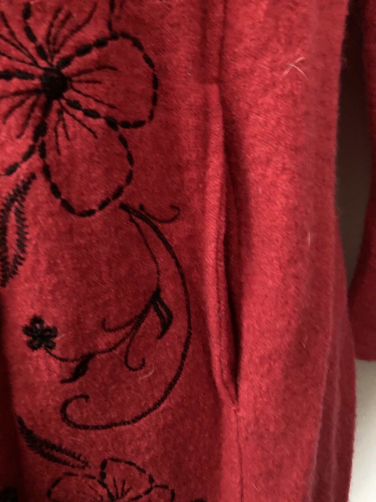 Vintage Classic Elements Red Wool Embroidered Lon… - image 7