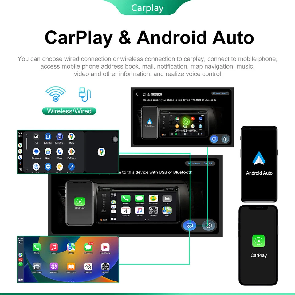 10.1''Android 13 Double Din Carplay Car Stereo GPS NAVI WIFI Touch FM BT Radio - Image 4 of 4