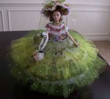 READ: HANDMADE HAND CROCHET/HAND LACED 16" DOLL ON STAND