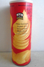 VINTAGE 1980S PRINGLES RED THREE STACK CAN WITH LID  LINING