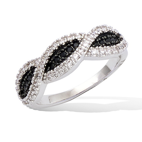 Bague Dolly-Bijoux Taille 56 - Argent Rhodié, Micro-sertie De Cristaux CZ | Multi-rail, Neuf Avec étiquette