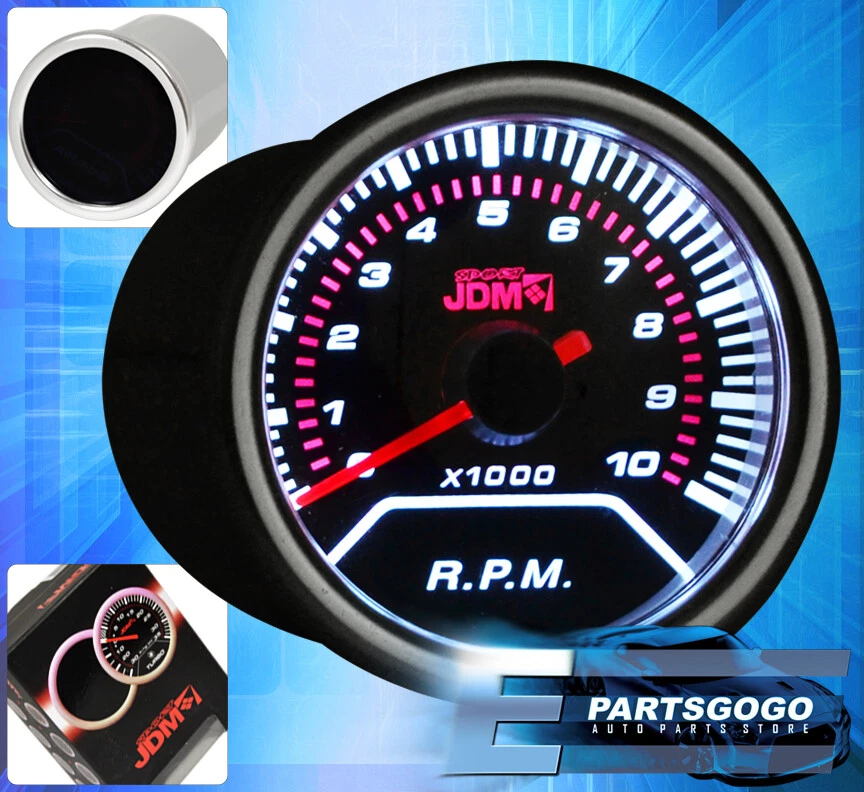 Jdm Dual Carbon Fiber Pod + Tachometer + Voltage Gauge Meter Analog Needle Glow - Image 2 of 3