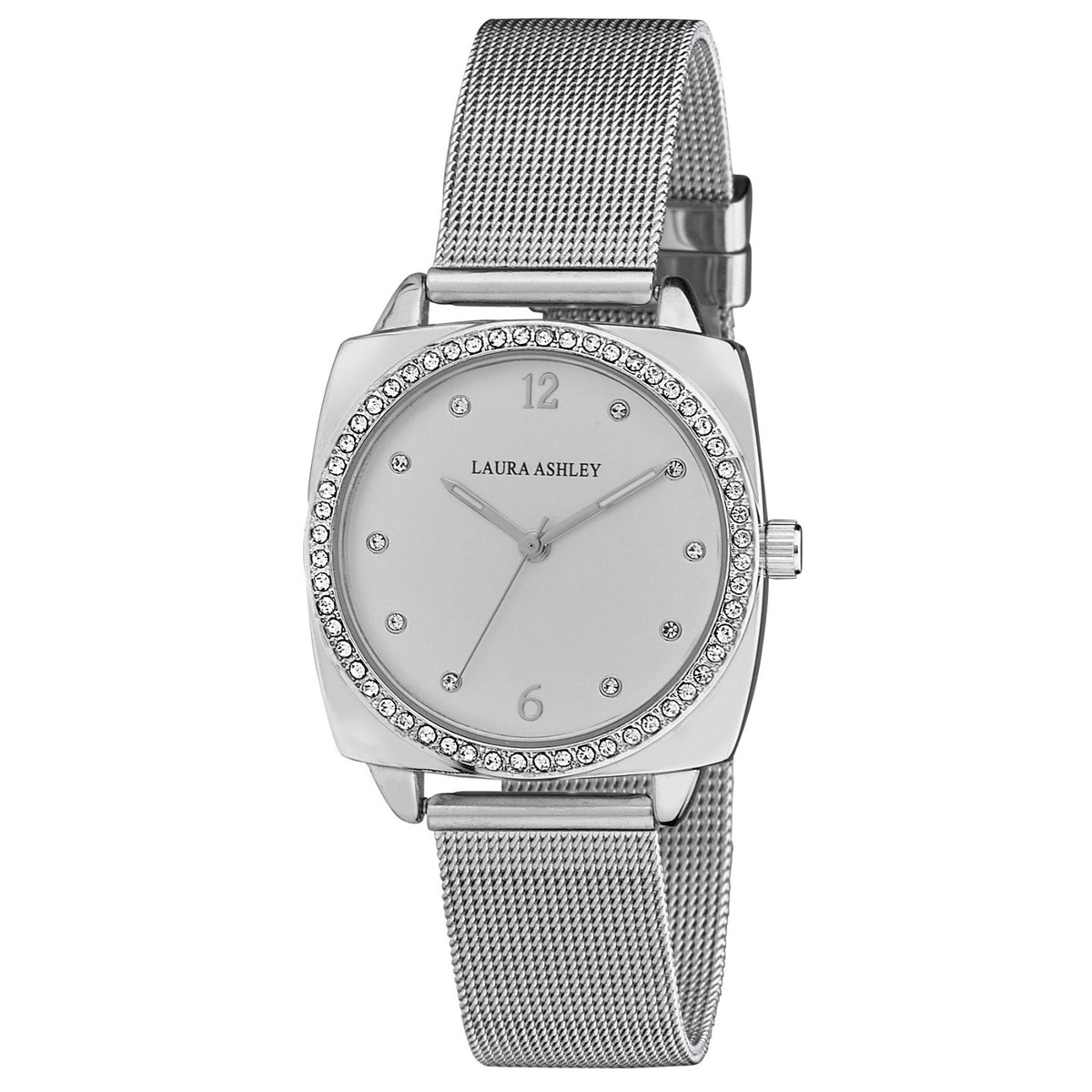 LAURA ASHLEY 時計アクセサリーケース Laura Ashley Ladies Cushion Case Crystal Bezel Mesh Watch Comes in