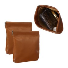 2Pcs Squeeze Coin Purse Pouch, Small Leather Change Purse, Brown