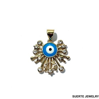 14k Gold Plated Evil Eye Necklace Pendant Mal De Ojo Collar Dije Oro Laminado