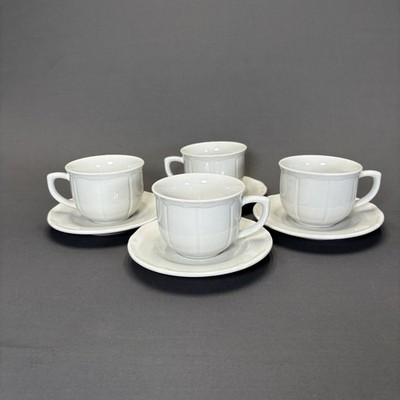 JCPenney Home Bistro Cafe Everyday Coffee Cup and Saucer Set of 4 White Ivory