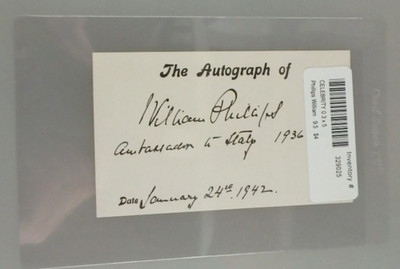 Autogramm US Diplomat und Botschafter William Phillips 1942 (136513)