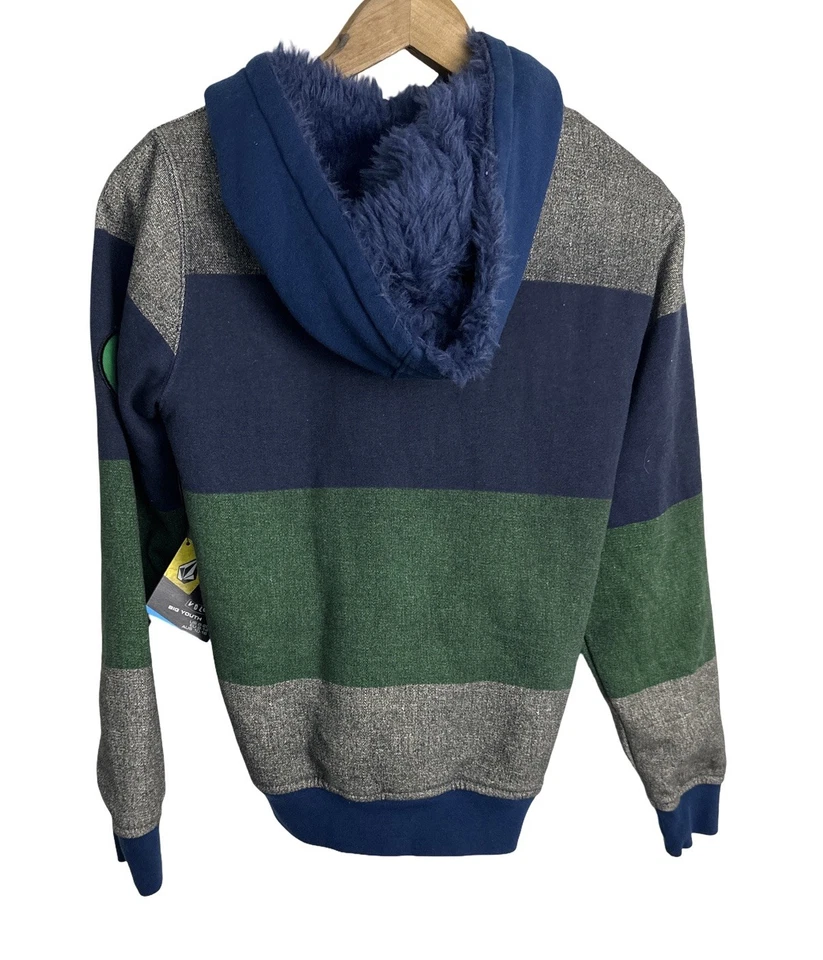 Sudadera con Capucha Volcom Youth Vince Forrada a Rayas Talla Mediana Nueva con Etiquetas Foto 4 de 4
