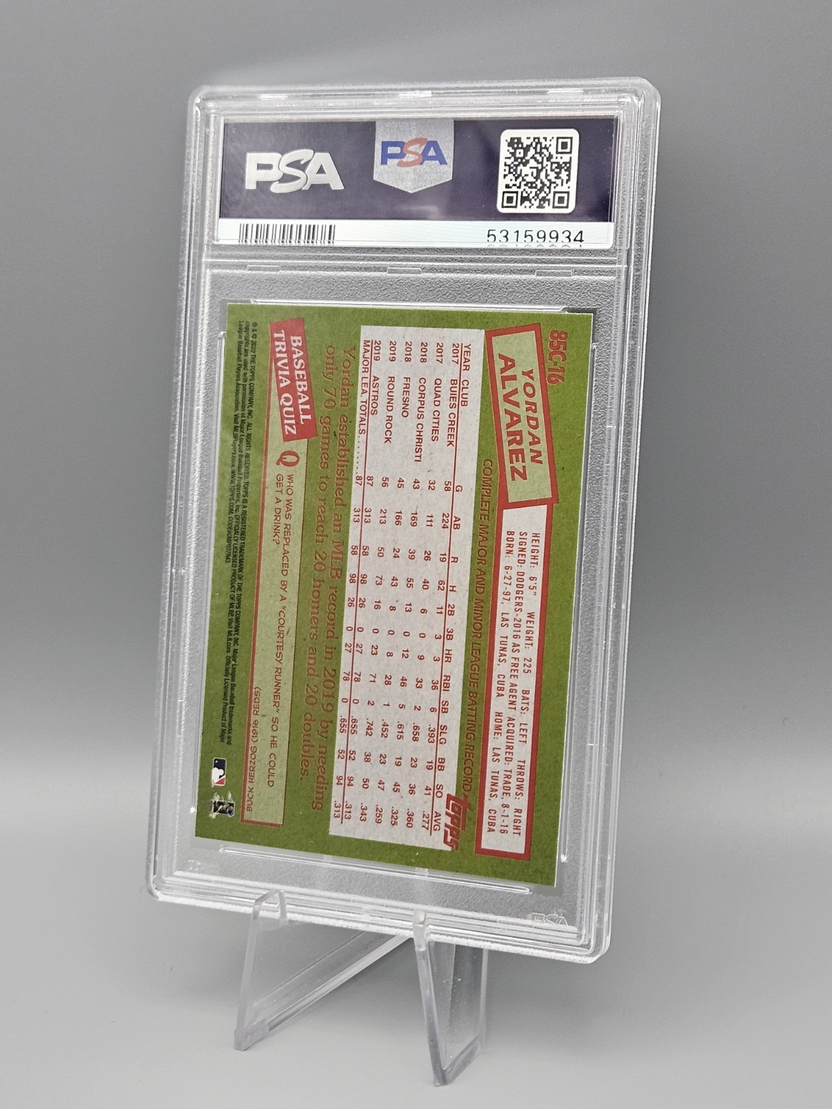 PSA 10 GEM (RC) Yordan Alvarez Silver Pack 1985 Chrome Baseball MOJO 2020 Topps view 6