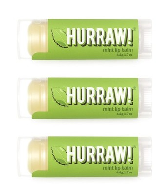 Hurraw! Mint Lip Balm, 3 Pack: Organic, Certified Vegan, Cruelty an... Fast Ship